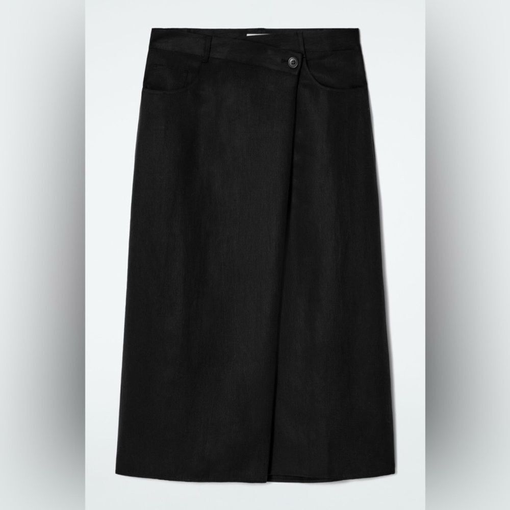 COS Black Asymmetrical Waist Chic Midi Skirt Women’s Size Small 6